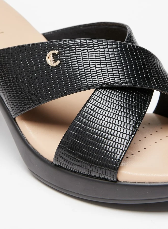Le Confort Women's Textured Cross Strap Sandals with Block Heels