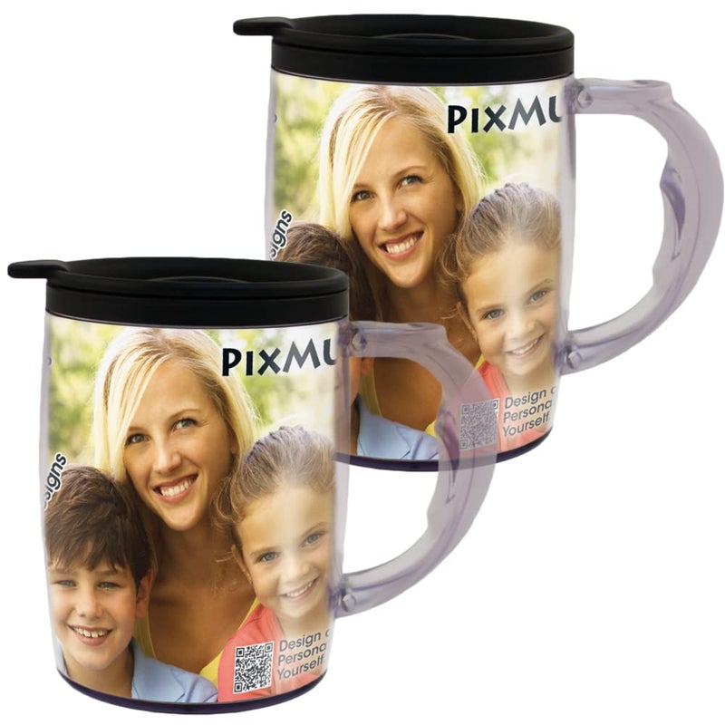 PixMug with Handle â€“ 15 oz Photo Mug with Spill Proof Top â€“ The Mug Thatâ€™s a Picture Frame - DIY - Insert Your - Image 1