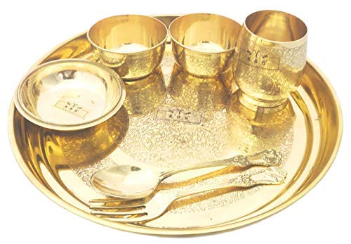 KBB Brass THALI Set Etching DesignBrass Dinner Set 12 INCH THALI - Image 4