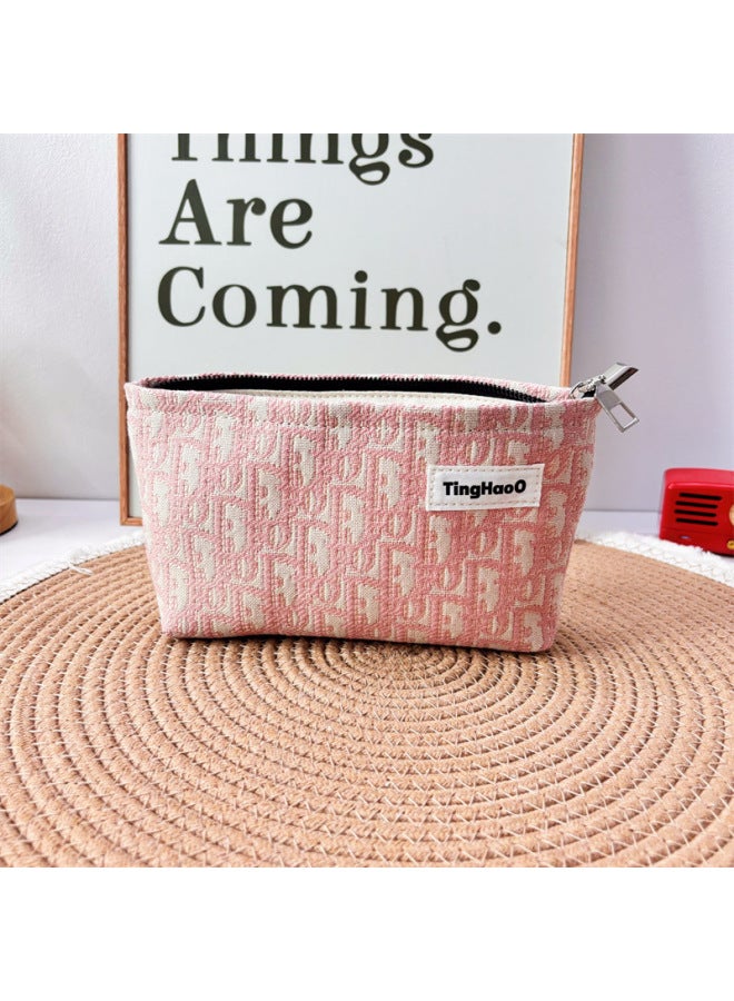 Niche Fabric Makeup Women's Bag Wash Bag Large Capacity High-looking European And American Style Storage Bag Pink Makeup Bag Women's Bag-Size:Pink D Small Size (length 16 * Height 10.5) - Image 4