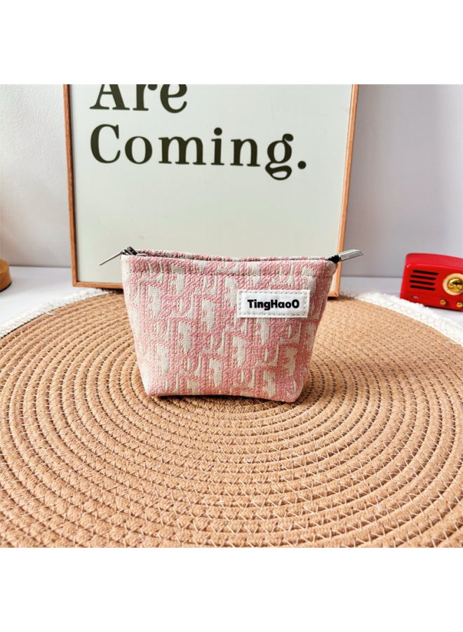 Niche Fabric Makeup Women's Bag Wash Bag Large Capacity High-looking European And American Style Storage Bag Pink Makeup Bag Women's Bag-Size:Pink D Small Size (length 16 * Height 10.5) - Image 1