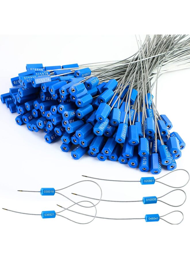 200 Pcs Security Cable Seals 9.8 Inch Metal Numbered Anti-Tamper Shipping Seal Disposable Self Locking Numbered Tags for Container Trailers Cargo Trailer Truck - Image 1