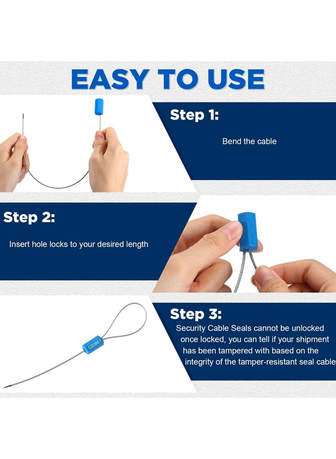 200 Pcs Security Cable Seals 9.8 Inch Metal Numbered Anti-Tamper Shipping Seal Disposable Self Locking Numbered Tags for Container Trailers Cargo Trailer Truck - Image 2