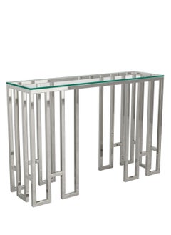 RIGID Stainless Steel Console Table with Glass Top  81.5x120x35cm  - Image 2