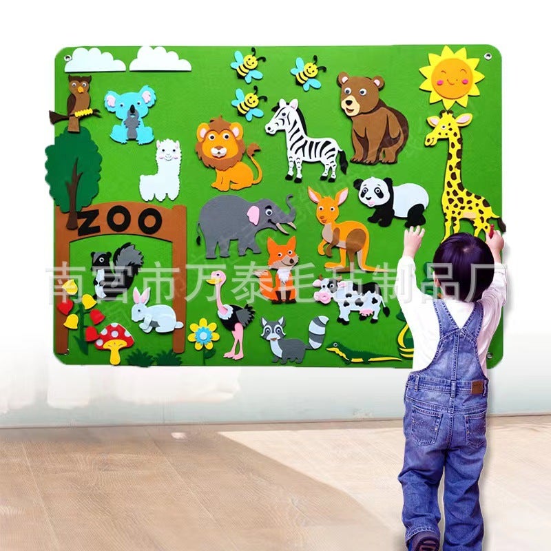 Puzzle Diy Felt Learning Board New Wall Hanging Felt Children'S Animal Toy Board Storyboard - Image 3