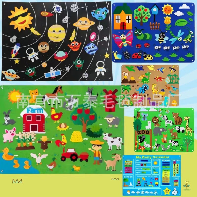 Puzzle Diy Felt Learning Board New Wall Hanging Felt Children'S Animal Toy Board Storyboard - Image 2