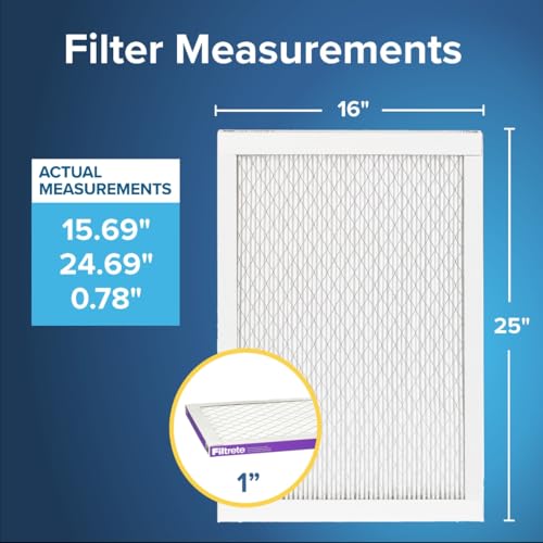 Filtrete 16x25x1 AC Furnace Air Filter, MERV 12, MPR 1500, CERTIFIED asthma & allergy friendly, 3 Month Pleated 1-Inch Electrostatic Air Cleaning Filter, 2-Pack (Actual Size 15.69 x 24.69 x 0.78 in) - Image 2