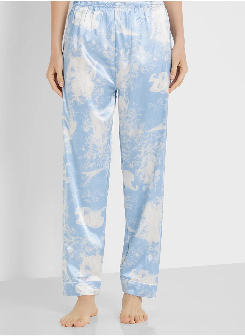 Ginger Satin Printed Shirt & Pyjama Set