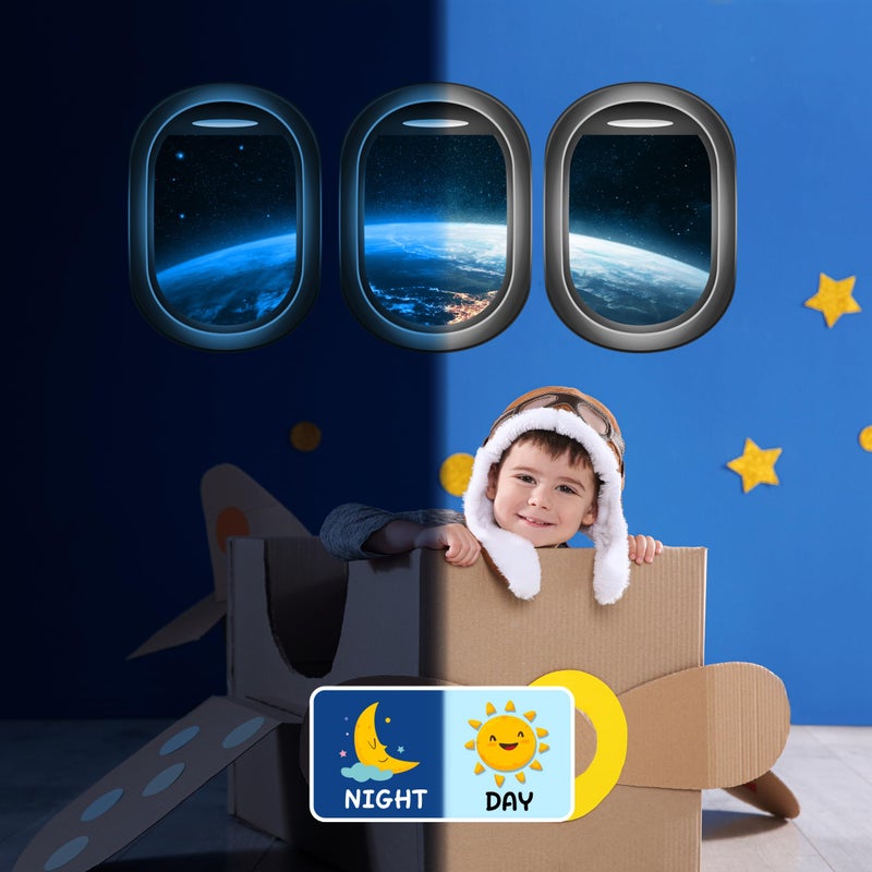 Robmoda Glow in The Dark 3D Space Wall Decals, Set of 3 Galaxy Window Stickers for Wall, Space Themed Room Decor for Kids Boys (Blue) - Image 3
