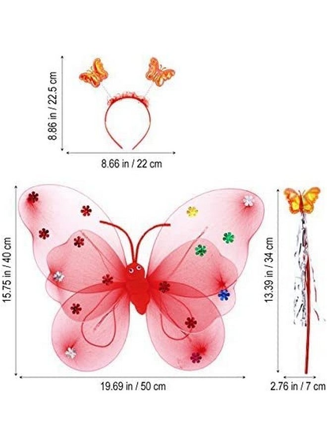 Funcart Funcart Red Butterfly Wing Fairy Set(Wings,Head Band and Wand) for Baby Girl Angel Birthday Party (Blue Color), Birthday Girl/Birthday Princess  - Image 2