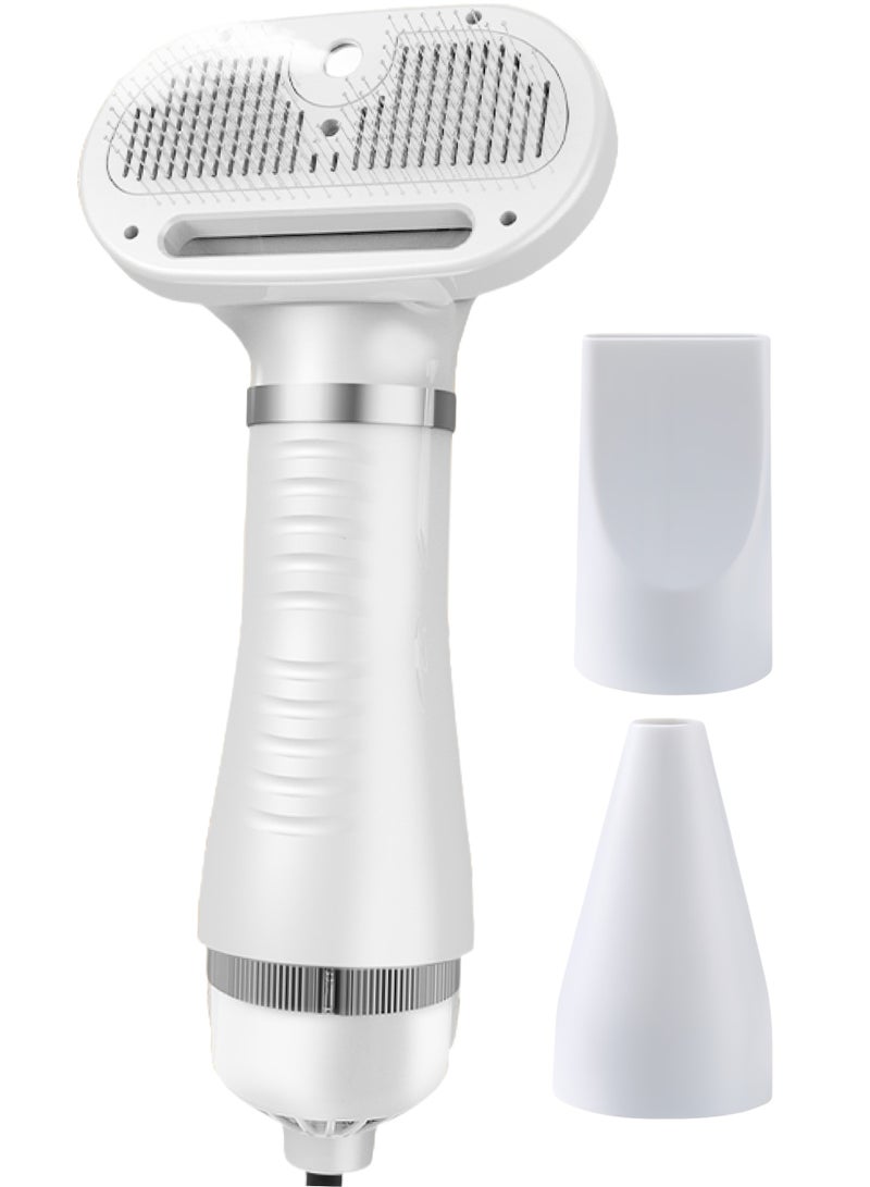 300W pet quick-drying hair dryer with replaceable spray hair comb and two air outlets, can massage and style your pet, white - Image 1
