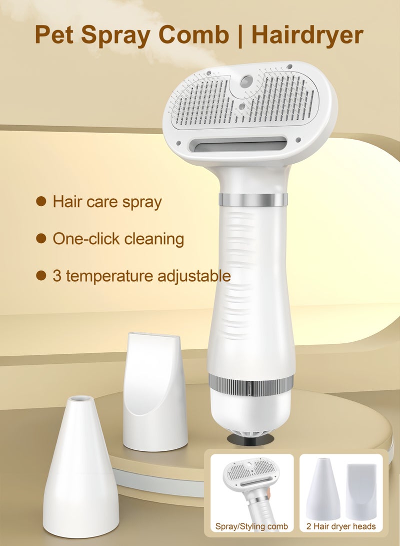 300W pet quick-drying hair dryer with replaceable spray hair comb and two air outlets, can massage and style your pet, white - Image 3