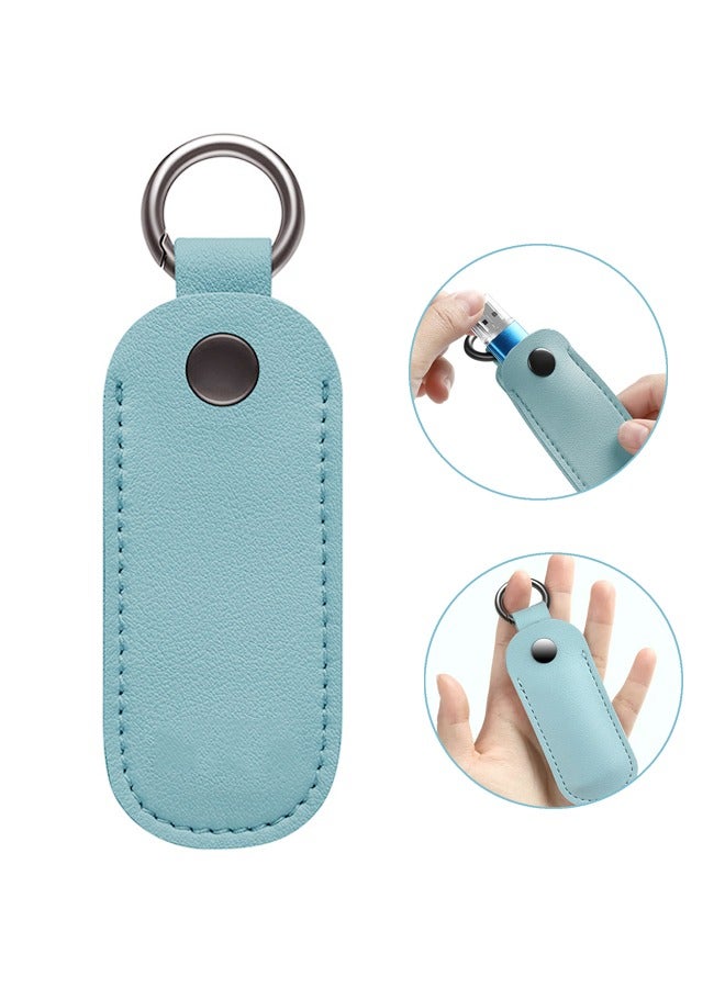 Generic PU Leather Key Chain Key Bag, USB Data Cable Storage Protective Cover, Keyring Wallet Key Wallet Card Wallet Leather Wallet (Blue) - Image 1