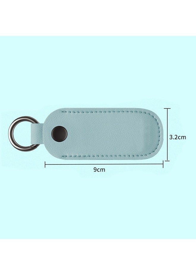 Generic PU Leather Key Chain Key Bag, USB Data Cable Storage Protective Cover, Keyring Wallet Key Wallet Card Wallet Leather Wallet (Blue) - Image 2