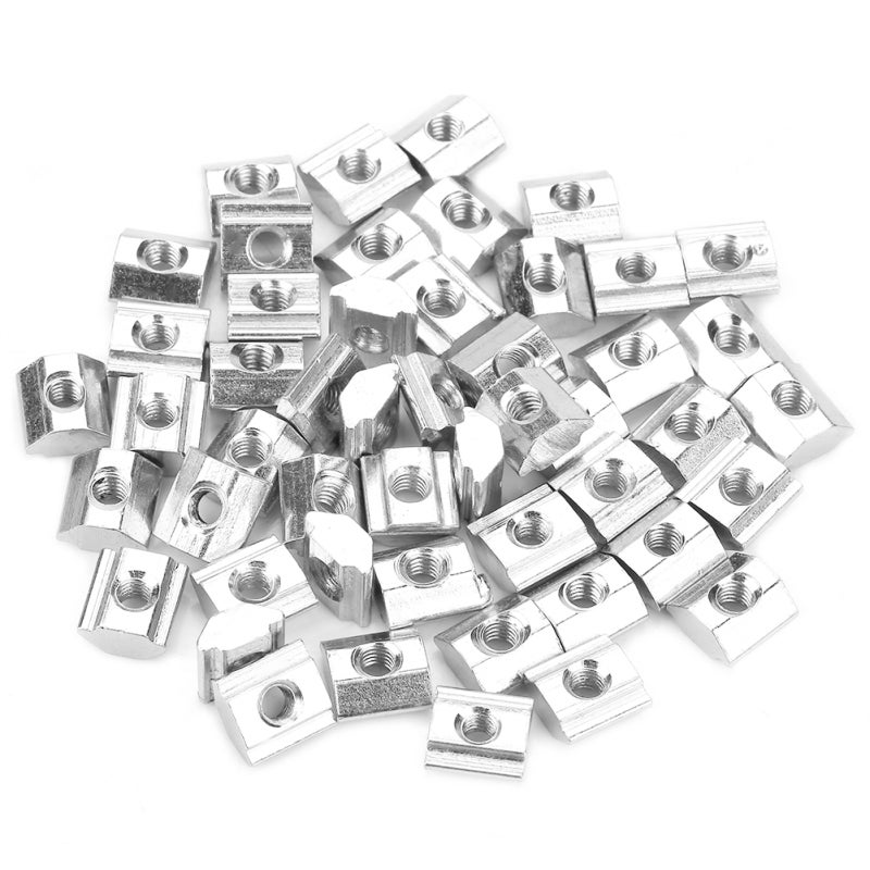 Aluminum Extrusion Nuts M3 Size 50-Pack High Hardness Carbon Steel for EU 20 Series 6mm Slot Profiles - Image 1