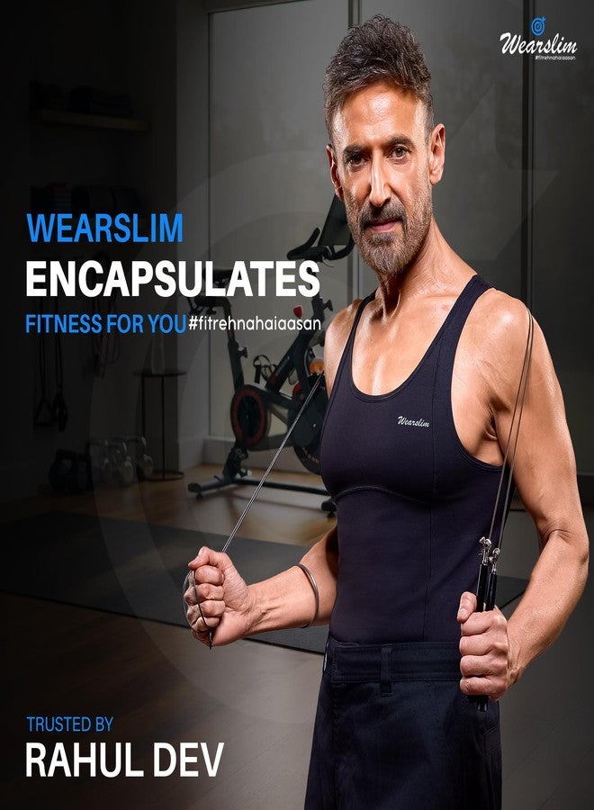 وير سليم حبل قفز احترافي من Wearslim للرجال والنساء مزود بمحامل كروية، كابل قفز سريع الوزن، ومقابض من إسفنج الذاكرة بطول 6 بوصات، حبل قفز للأطفال مقاوم للتشابك - أسود وأزرق - Image 2
