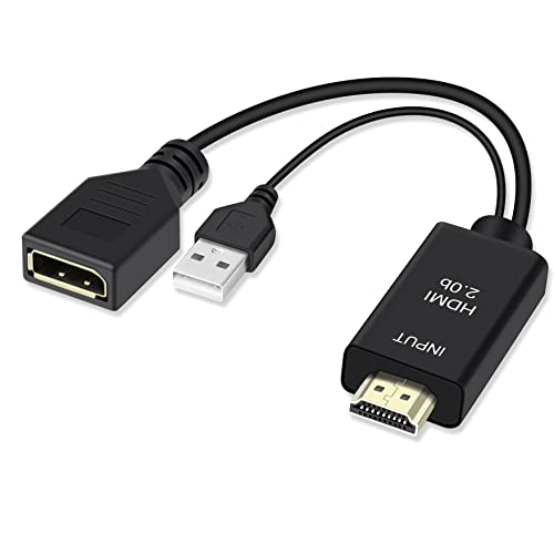 FERRISA 4K@60Hz HDMI to DisplayPort Cable Adapter/Converter with USB Power, Male to Female HDMI to DP Adaptor for Monitor, Support HDMI2.0 HDCP2.2, Compatible with Laptop, PS5, Xbox One, NS, Mac mini - Image 1