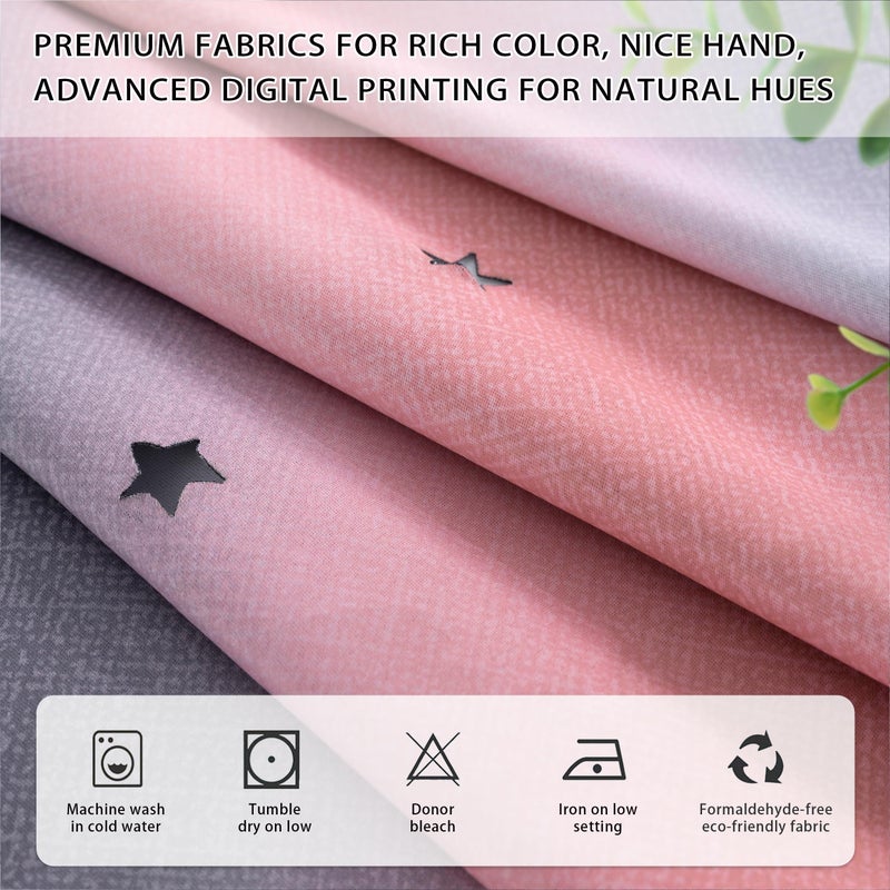 XiDi Pink and Grey Star Blackout Curtains for Kids Rooms Girl Princess Curtain for Daughter Bedroom Window (Pink Grey, W52 X L63) - Image 3
