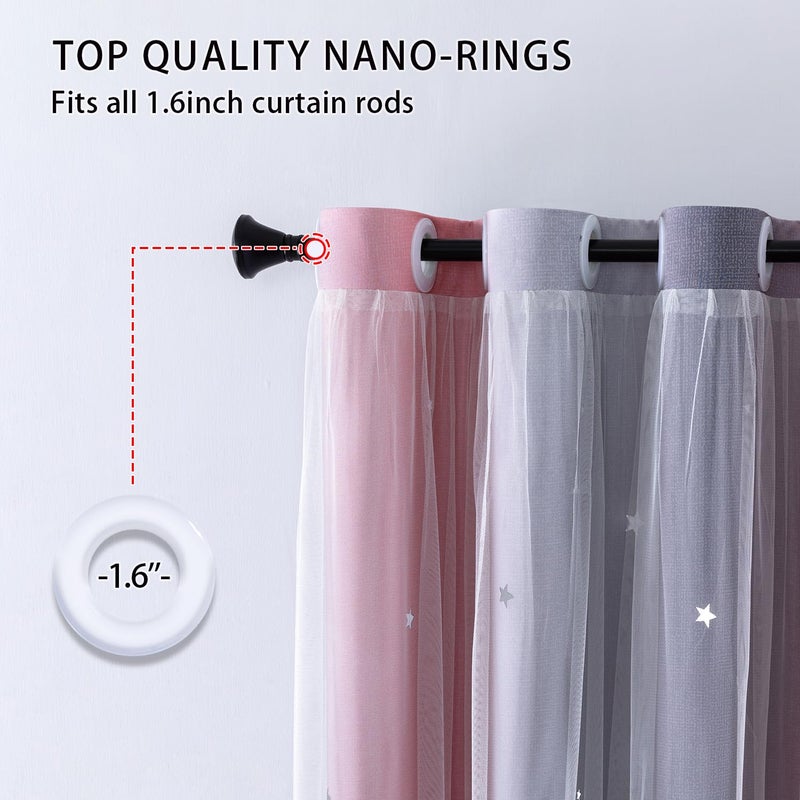 XiDi Pink and Grey Star Blackout Curtains for Kids Rooms Girl Princess Curtain for Daughter Bedroom Window (Pink Grey, W52 X L63) - Image 4