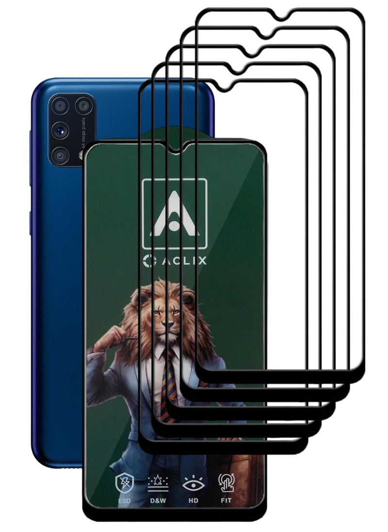ACLIX 5 Pieces Antistatic ESD Dustproof Premium Quality High Definition Tempered Glass Screen Protector Designed For Samsung Galaxy M31 - Image 1