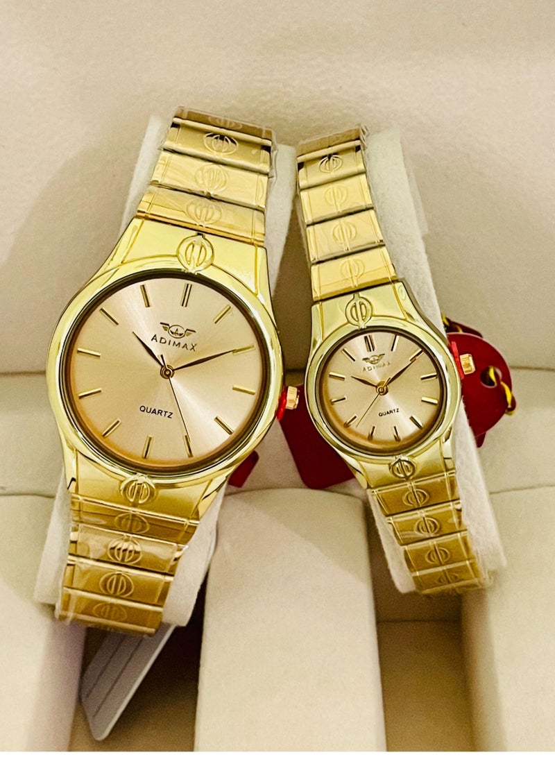 Admax couple watches 2 pcs for men and women gold plate pawnable  waterproof guarantee 100% with beautiful box - Image 1