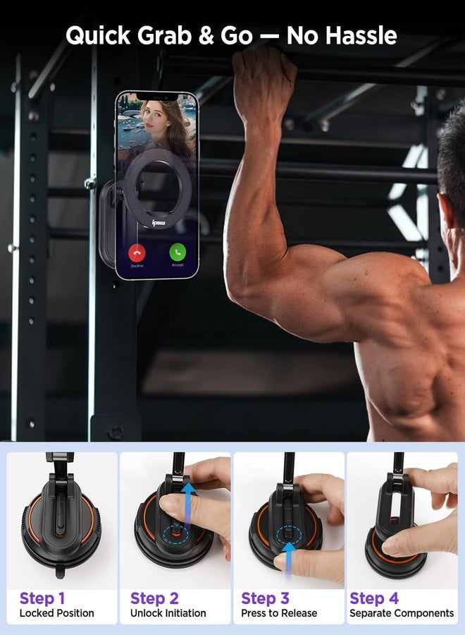 IPOW 3 in1 Dual Included Bases Car Phone Holder, Detachable Magnetic Car Phone Mount Compatible with iPhone 17 16 15 Pro Max, Compatible with MagSafe for Dashboard, Gym, Windshield, Office, Home - Image 4