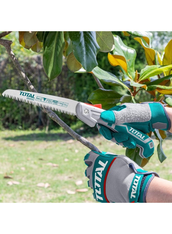 TOTAL Folding Saw 7 Inch 180mm, SK5 Carbon Steel Blade, 7 TPI Triple-Ground Teeth, Foldable Hand Saw, Pruning Saw, Wood Cutting Saw, Garden Saw, Camping Saw, Fast Cutting, THFSW1806 - Image 5