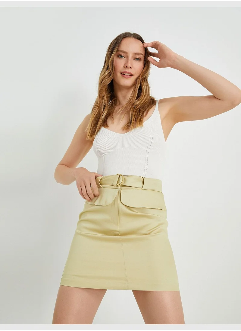 KOTON Belt Detailed Linen Skirt