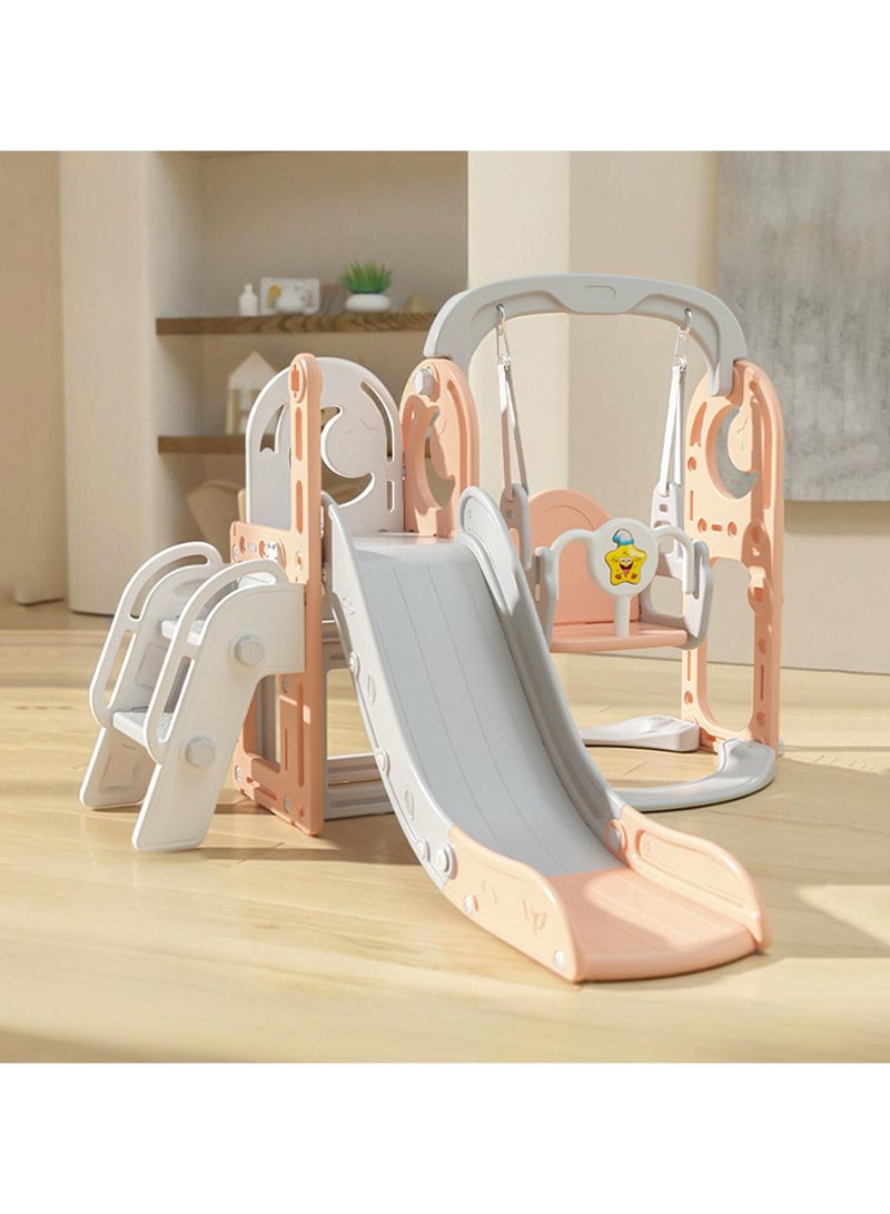 Pokuula Kids Slide & Swing Set 5-in-1 Indoor/Outdoor Playground with Basketball Hoop and Storage Bin- Fun Climber for Toddlers (180x160x115cm) - Image 1