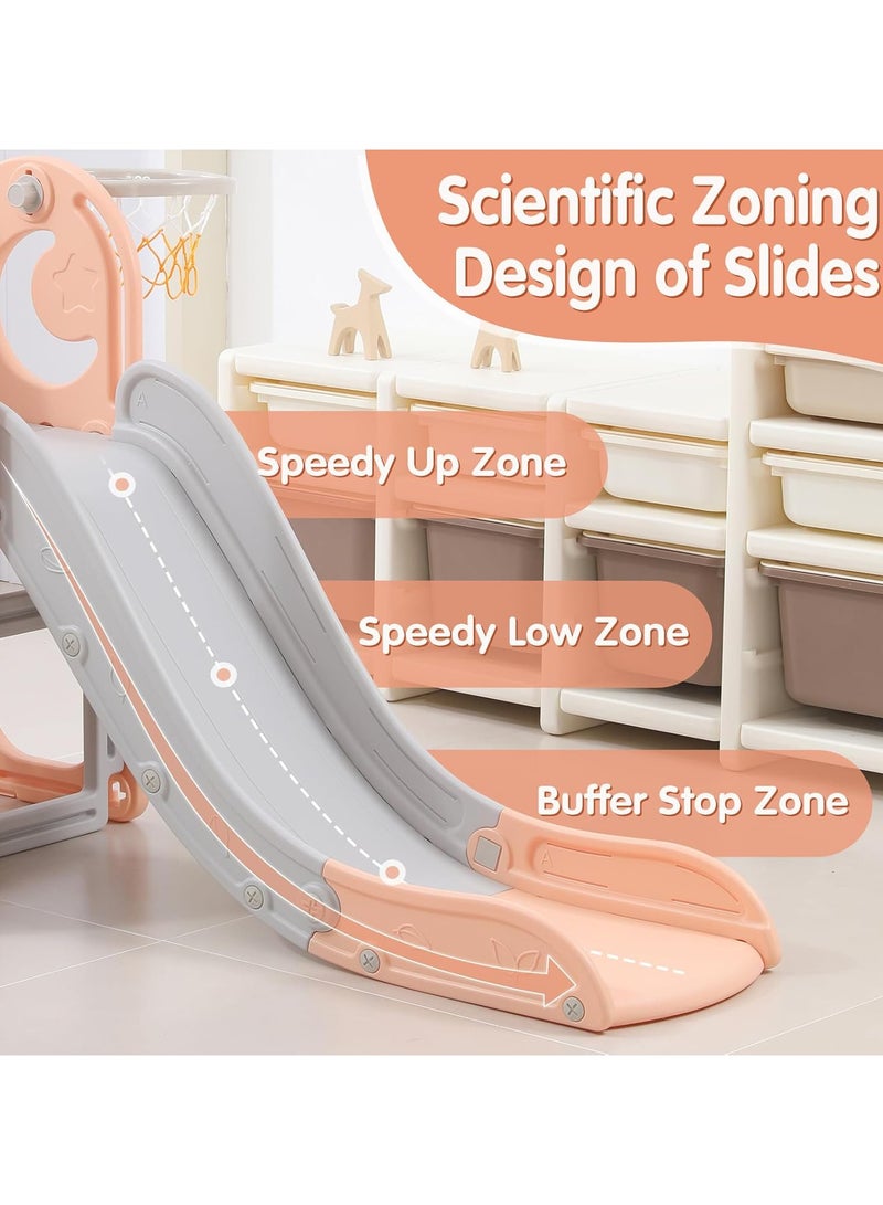 Pokuula Kids Slide & Swing Set 5-in-1 Indoor/Outdoor Playground with Basketball Hoop and Storage Bin- Fun Climber for Toddlers (180x160x115cm) - Image 5