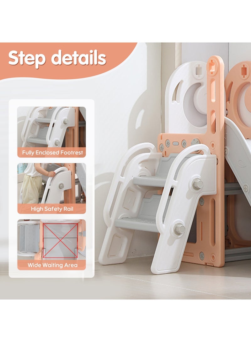 Pokuula Kids Slide & Swing Set 5-in-1 Indoor/Outdoor Playground with Basketball Hoop and Storage Bin- Fun Climber for Toddlers (180x160x115cm) - Image 4