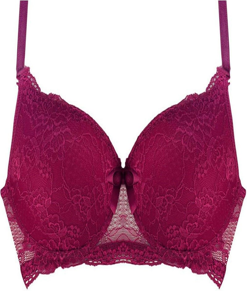 Belifanti Collection Lace Padded Padded Bra Claret Red 