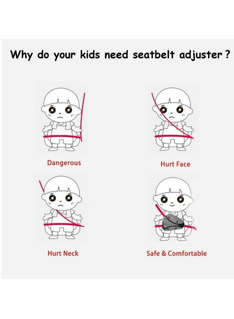 SYOSI Seat Belt Adjuster and Pillow with Clip for Kids Travel,Neck Support Headrest Seatbelt Pillow Cover & Seatbelt Adjuster for Child,Car Seat Strap Cushion Pads for Baby Short People Adult (Gray)  - Image 2