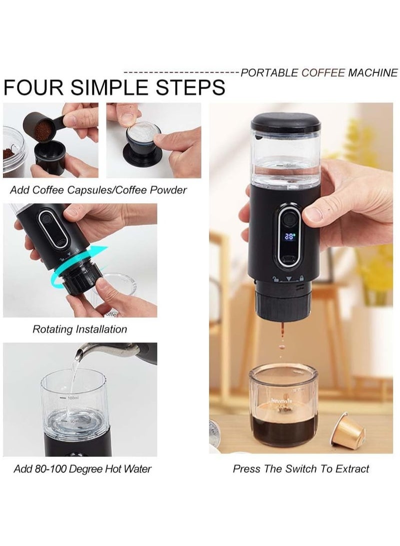 AirYoung ماكينة صنع الاسبريسو المحمولة، ماكينة صنع الاسبريسو للسفر مع شحن USB، كبسولات متوافقة ومسحوق القهوة، تعمل يدويًا للسفر والتخييم والتنزه سيرًا على الأقدام أو المكتب - Image 3