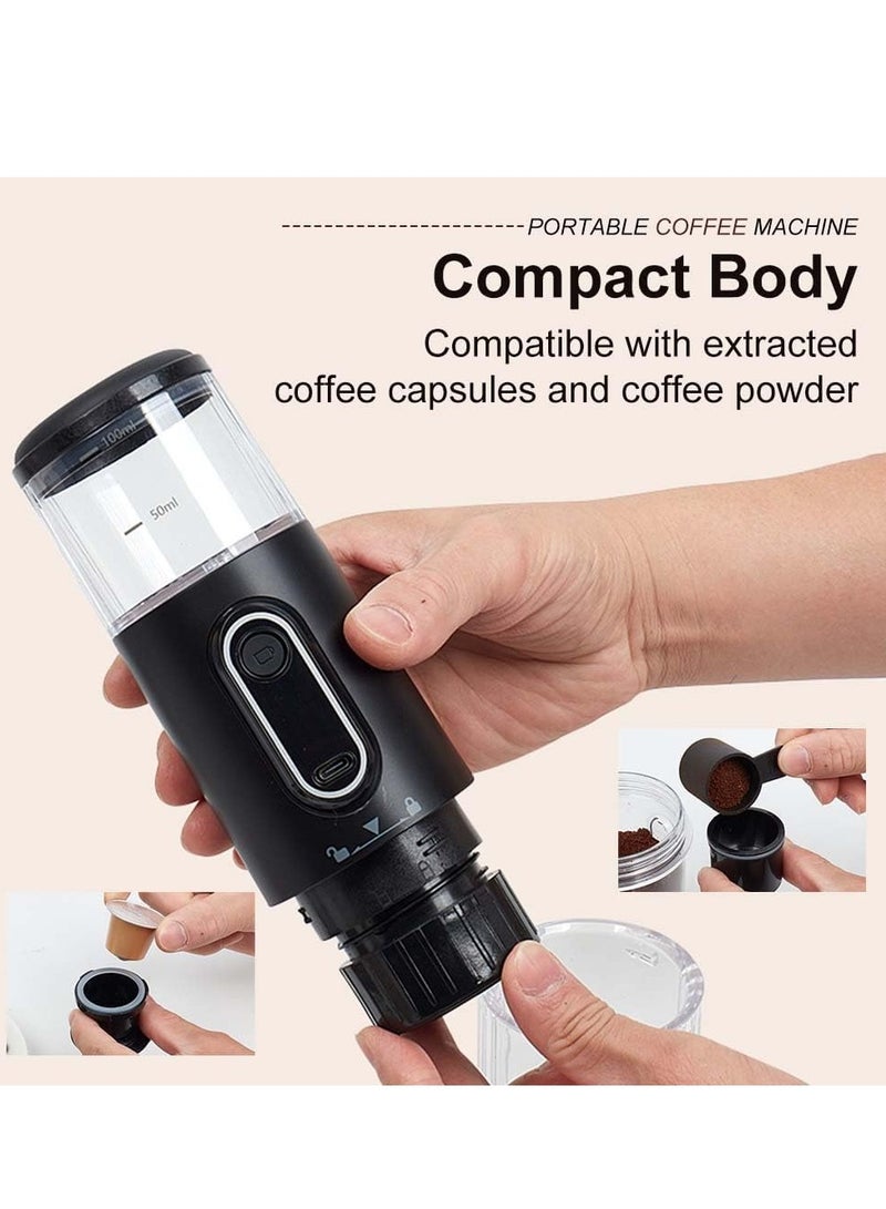 AirYoung ماكينة صنع الاسبريسو المحمولة، ماكينة صنع الاسبريسو للسفر مع شحن USB، كبسولات متوافقة ومسحوق القهوة، تعمل يدويًا للسفر والتخييم والتنزه سيرًا على الأقدام أو المكتب - Image 5