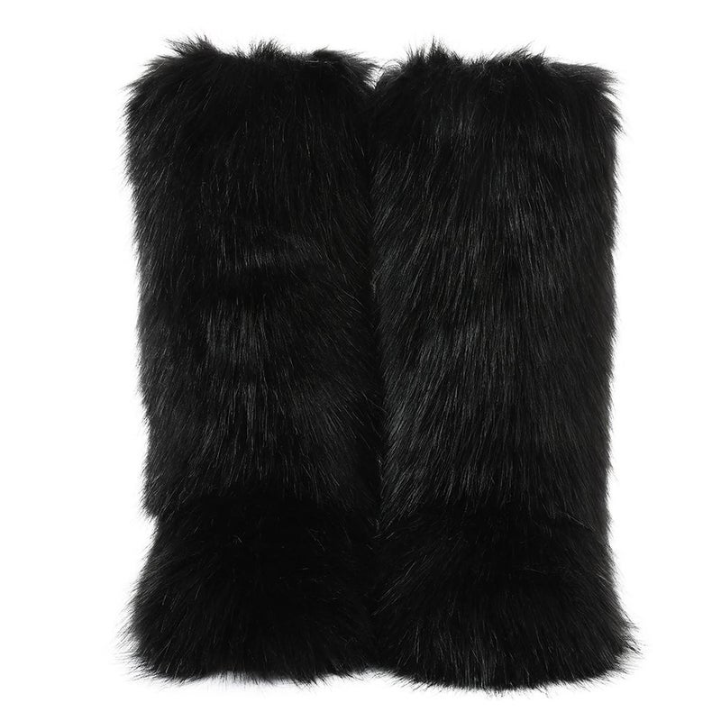 CELNEPHO Black Women's Fur Boot Comfortable Furry Knee High Boots Round Toe Warm Snow Boots Fashion Winter Boots - Image 4