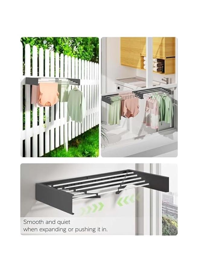 HOOKOR Durku Laundry Drying Rack Collapsible, Wall Mounted, Clothes Drying Rack, 31.5 Wide, 13.2 Linear Ft, 5 Aluminum Rods, 60 lb Capacity, Laundry Racks for Drying Clothes with Wall Template (Black) - Image 4