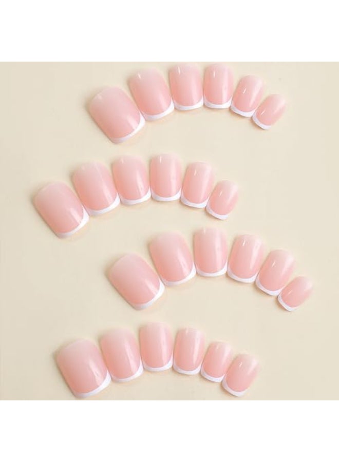 Vopintpy White French Tip Press on Nails Short Square Fake Nails Mirror Acrylic Glue on Nails Reusable Stick on Nails for Women DIY Manicure Design - Image 3