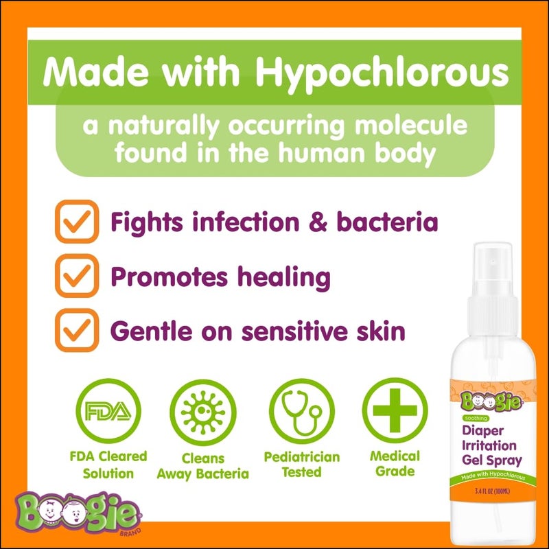 Boogie Diaper Irritation Gel Spray Made with Hypochlorous 34 oz - Image 3