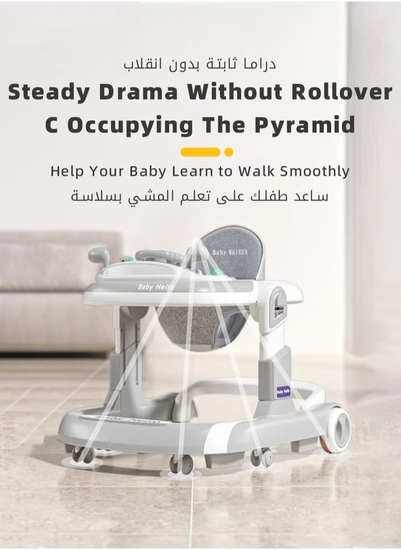 دوكو مشاية للأطفال 3 في 1 مع مقبض دفع للوالدين وارتفاع قابل للتعديل ووظائف متعددة ووسادة مقعد مريحة كبيرة، وحصيرة ترامبولين قابلة للفصل للأطفال الرضع  - Image 4