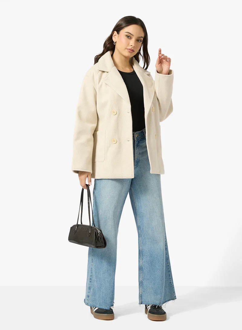 Ginger Woolen Short Trench Coat