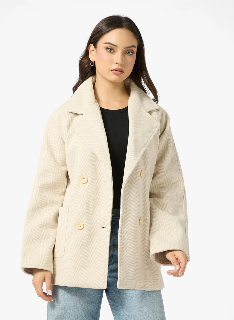 Ginger Woolen Short Trench Coat
