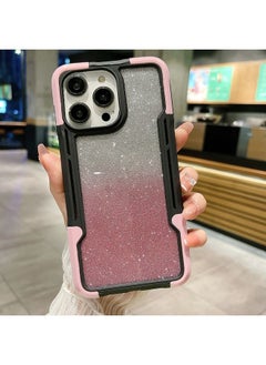 Generic Case Cover For iPhone 13 Armor Acrylic 3 in 1 Gradient Glitter Powder Phone Case Pink 