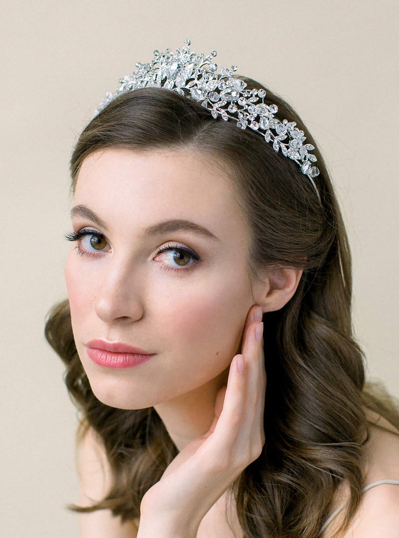 SWEETV Jeweled Wedding Tiaras and Crowns for Women, Metal Princess Tiara Queen Crown for Bride, Bridal Headpieces for Birthday Quinceanera Pageant Prom, Silver - Image 2