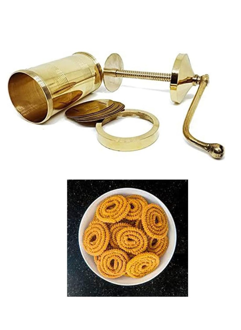 Ayda Brass Sev Sancha, Murukku, Chakli, Bhujia, Farsan Maker with 6 plates 500g  - Image 3