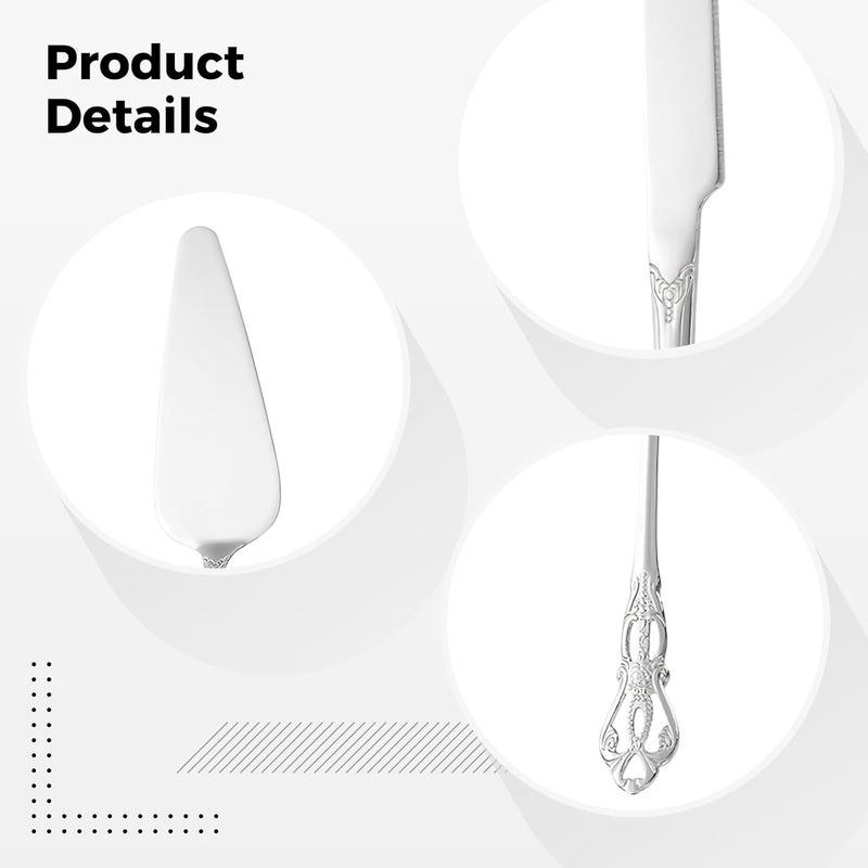 BOSREROY Engraved Design Gold Wedding Cake Knife and Server Set, Personalized, Elegant Hollowed Handle for Cutting, Great for Celebration and Wedding Events - Image 2