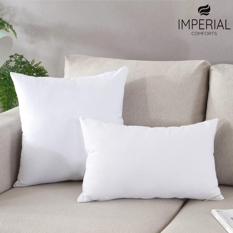 Imperial Comforts® Premium Cushion Inner Pads (Pack of 4), 30 x 50 cm (12" x 20") Throw Pillow Cushion Stuffer Inserts, Hollowfibre Pillows (White) - Image 3