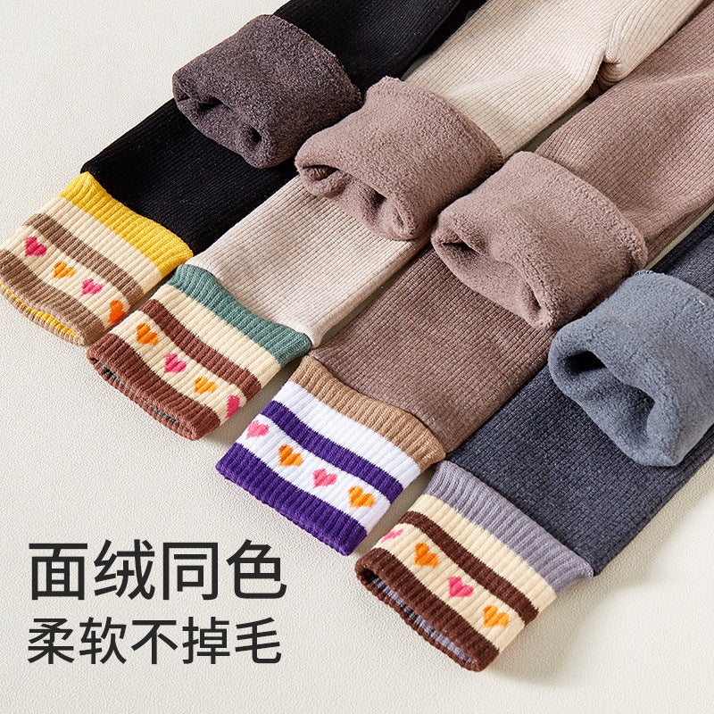 Children'S Pantyhose Baby Can Open Crotch Outer Wear Lambswool Thickened Fleece-Lined Baby Cropped Leggings Women - Image 3