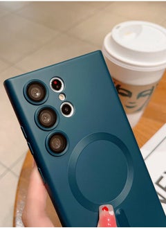 WAOKN Magsafe Samsung Galaxy S23 Ultra Mobile Phone Case Magnetic Absorption Wireless Charging with Lens Film Soft Cover Green  - Image 4