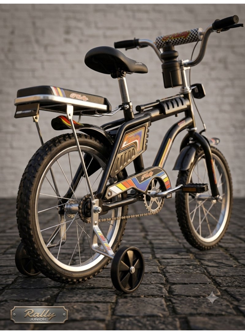 StarKids Rambo Professional 16-inch Kids' Bike featuring a dual-brake system, training wheels, and a rear seat for fun and safe riding adventures. - Image 4